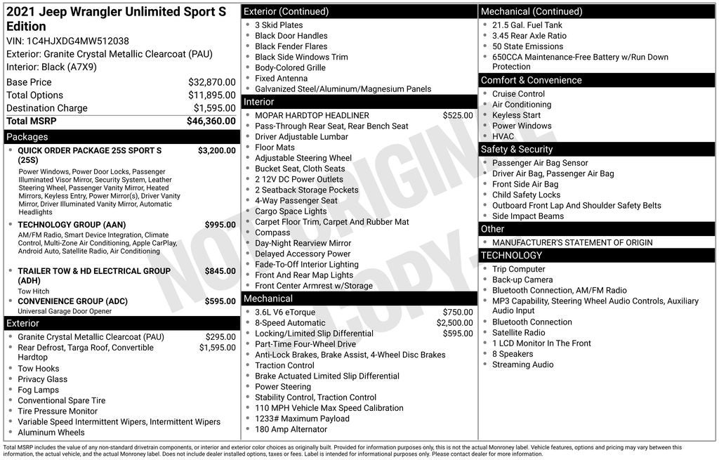2021 Jeep Wrangler Unlimited Sport S