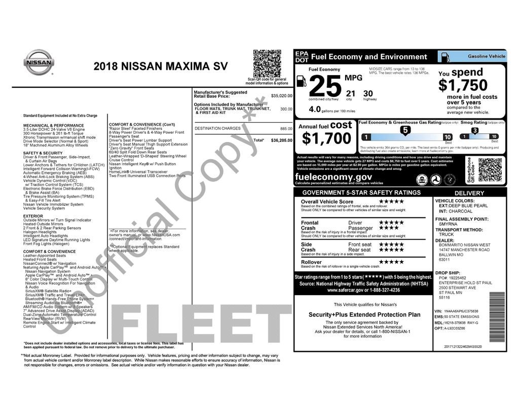 2018 Nissan Maxima 3.5 SV
