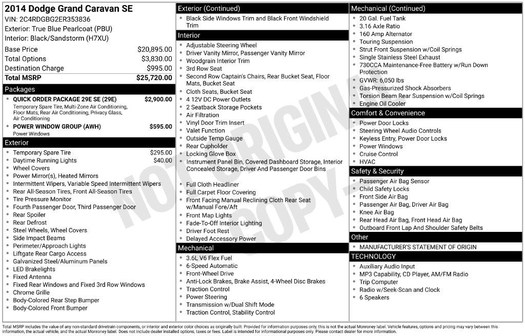 2014 Dodge Grand Caravan SE