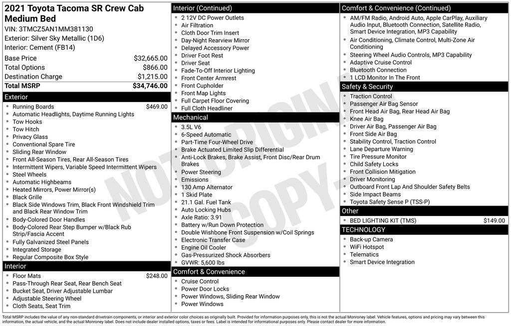 2021 Toyota Tacoma SR V6