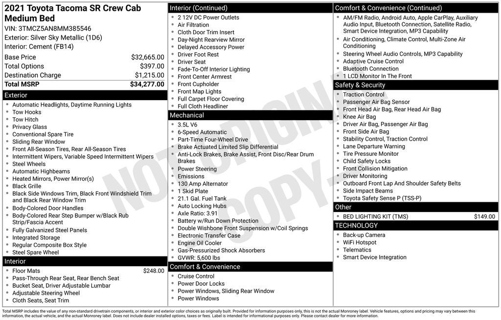 2021 Toyota Tacoma SR V6