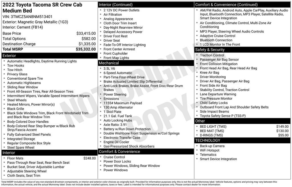2022 Toyota Tacoma SR V6