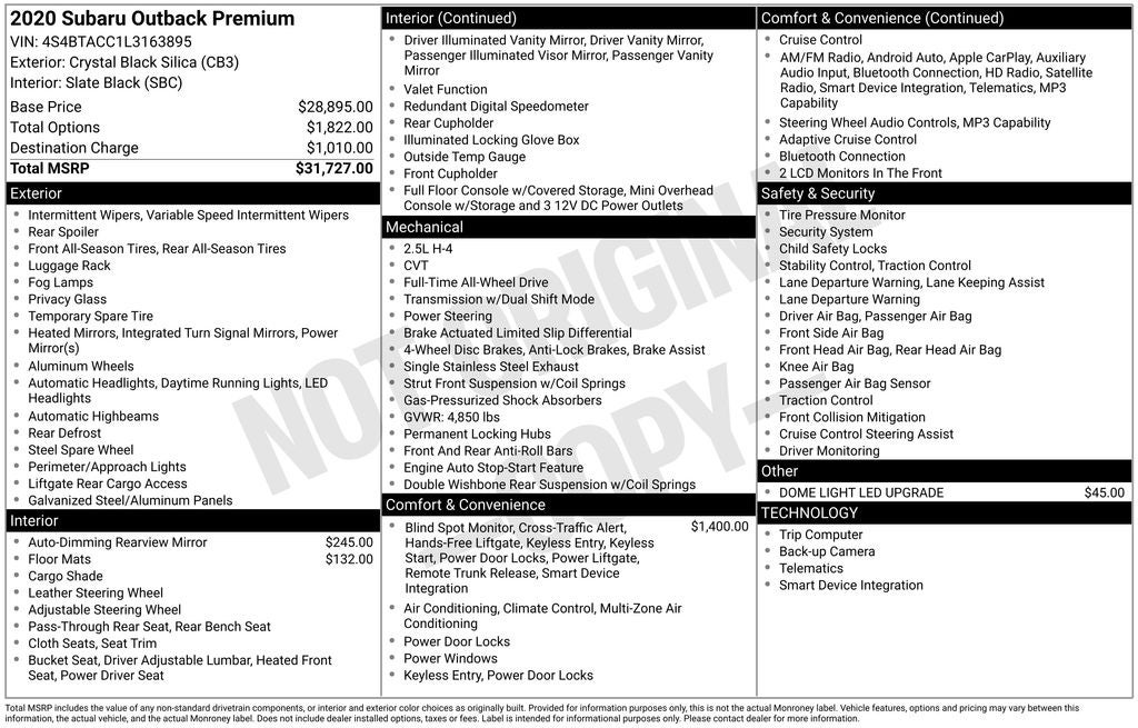 2020 Subaru Outback Premium
