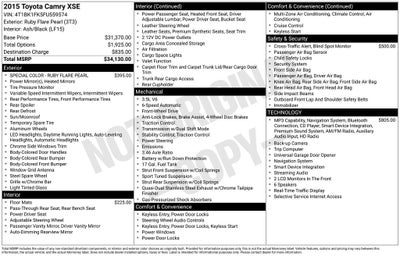 2015 Toyota Camry XSE V6