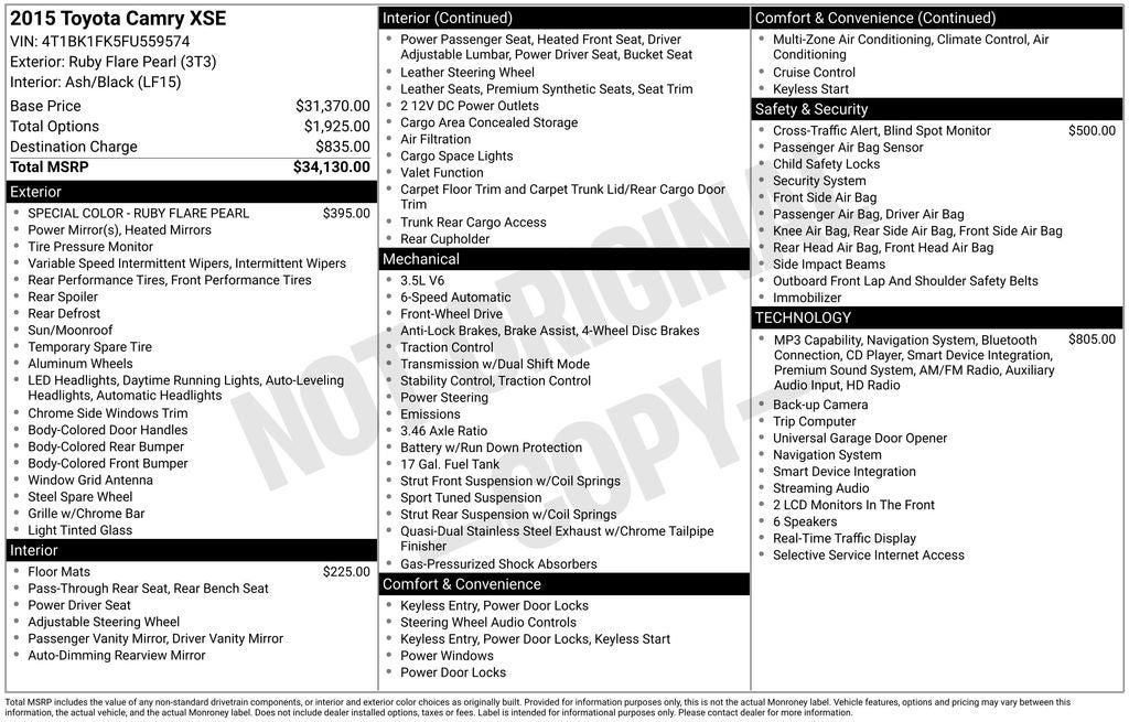 2015 Toyota Camry XSE V6