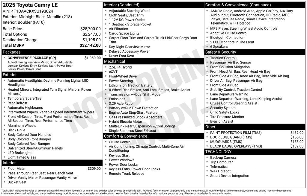 2025 Toyota Camry LE