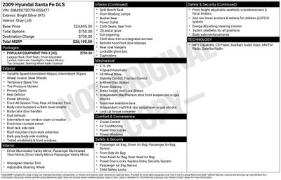 2009 Hyundai Santa Fe GLS 2.7L V6