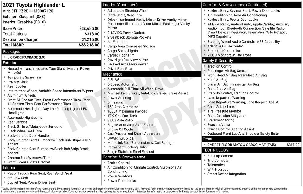 2021 Toyota Highlander L