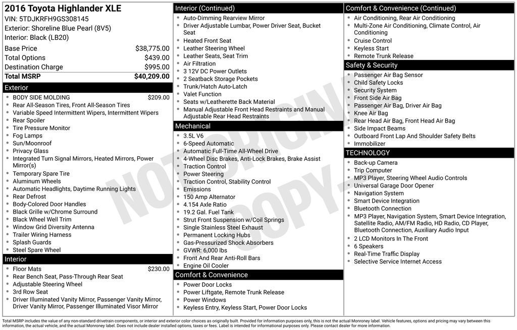 2016 Toyota Highlander XLE V6