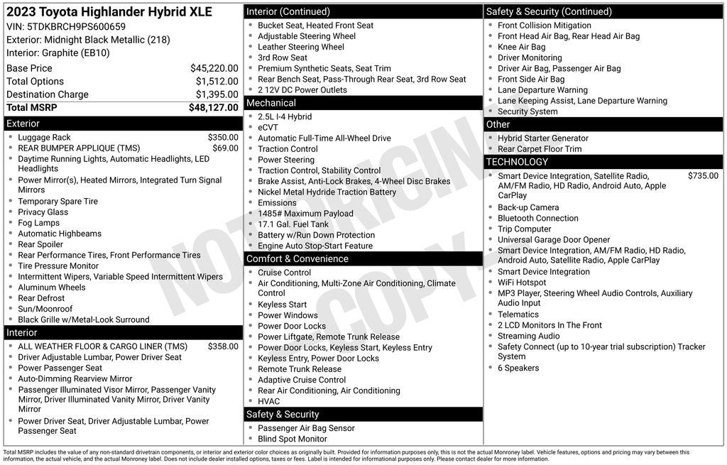 2023 Toyota Highlander Hybrid XLE