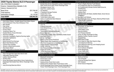 2020 Toyota Sienna XLE 8 Passenger