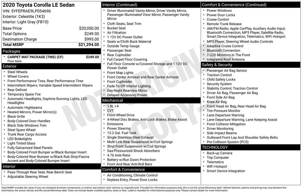 2020 Toyota Corolla LE
