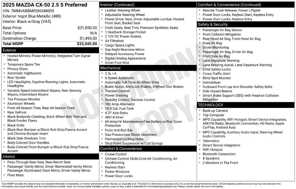 2025 Mazda Mazda CX-50 2.5 S Preferred Package