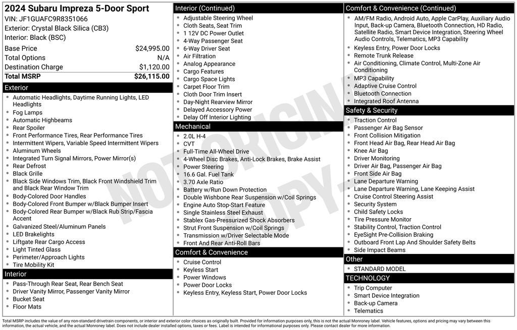 2024 Subaru Impreza Sport