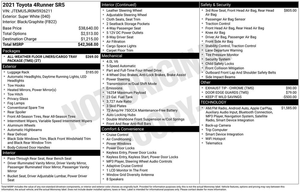 2021 Toyota 4Runner SR5