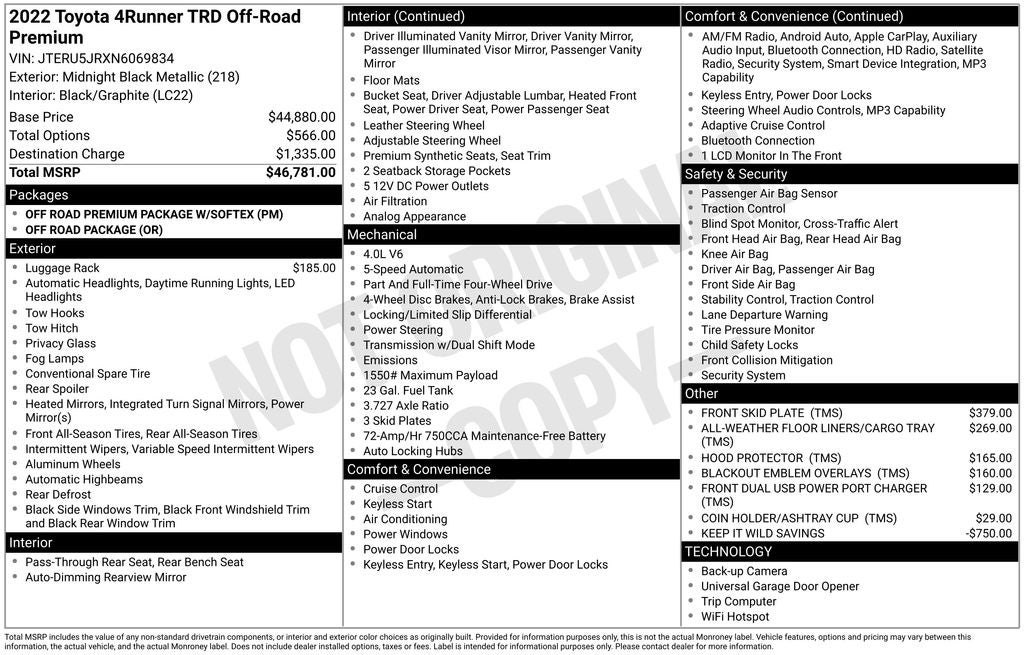 2022 Toyota 4Runner TRD Off-Road Premium