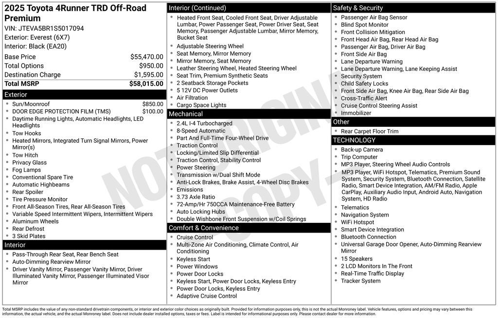 2025 Toyota 4Runner TRD Off-Road Premium