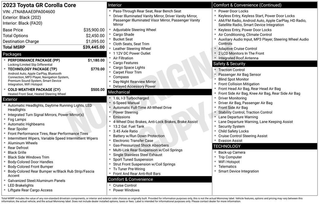 2023 Toyota GR Corolla Core