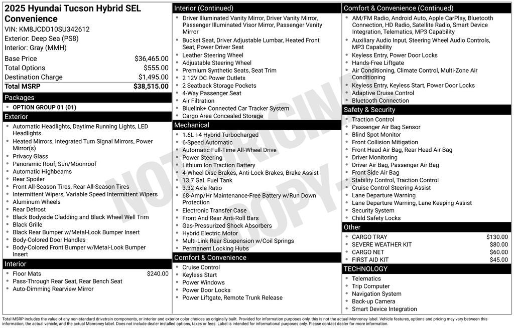 2025 Hyundai Tucson Hybrid SEL Convenience