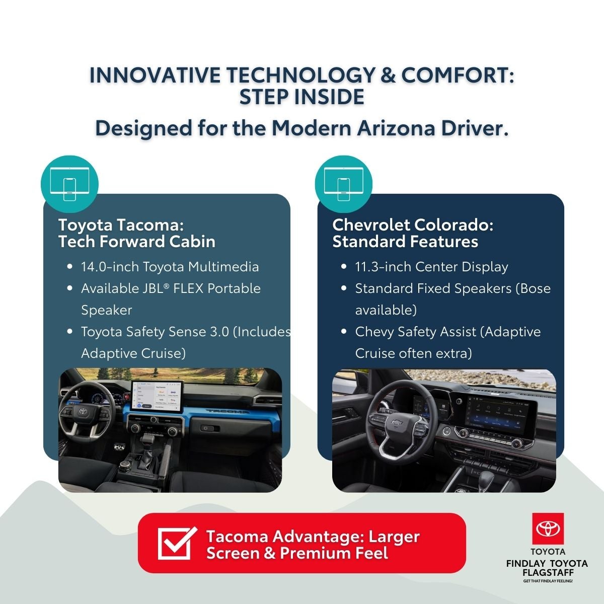 Tacoma vs Colorado technology and interior comparison